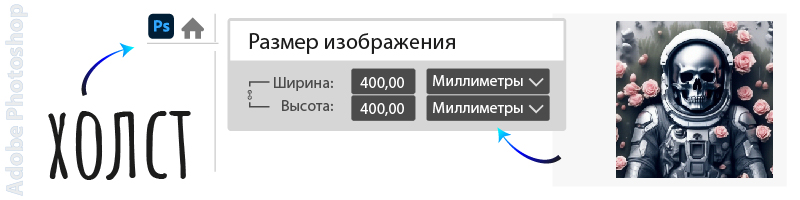 Масштаб холста в Photoshop